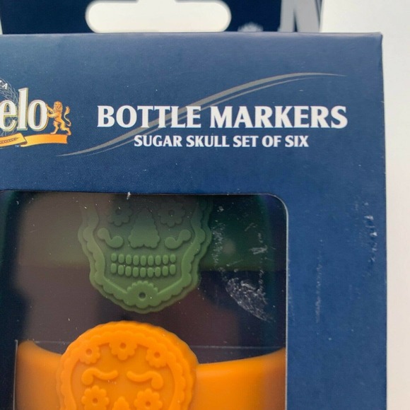 6 Pack Set Modelo Sugar Skull Bottle Markers Bottleneck Drink Tags Glass Markers - Picture 6 of 14